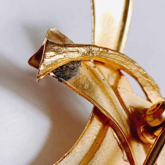 VTG Mid Century Brooch Leaf Wheat Botanical 1950s Gold Tone Textured Jewelry - Picture 10 of 12